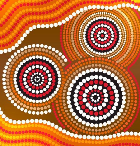 A Painting Of Circles And Dots On A Brown Background — Aged Care in Tamworth, NSW