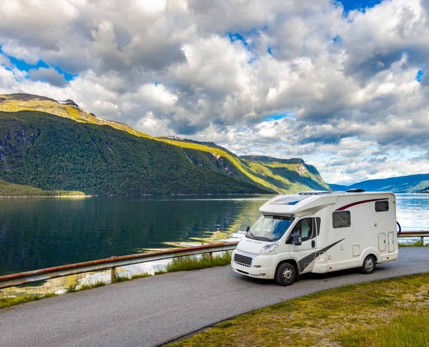 Family vacation travel RV, holiday trip in motorhome