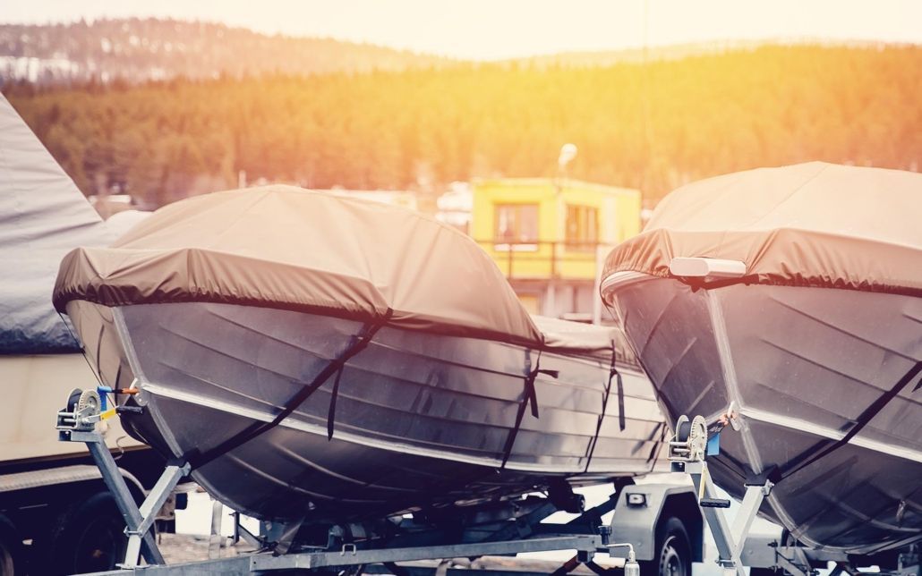 Image of boats being stored for the winter.