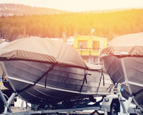 Image of boats being stored for the winter.