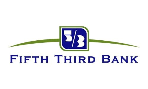 The fifth third bank logo is blue and green.