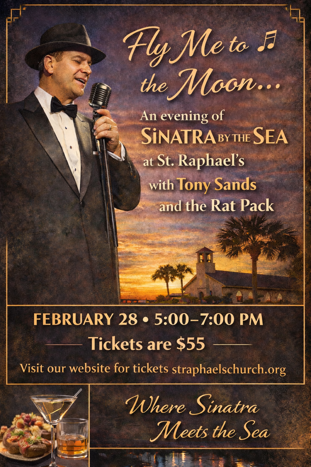 Man playing a keyboard, wearing large rhinestone glasses and a leopard print top hat, smiling.