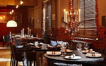 Wood Blinds in a restaurant - commercial blind cleaning in Neptune, NJ