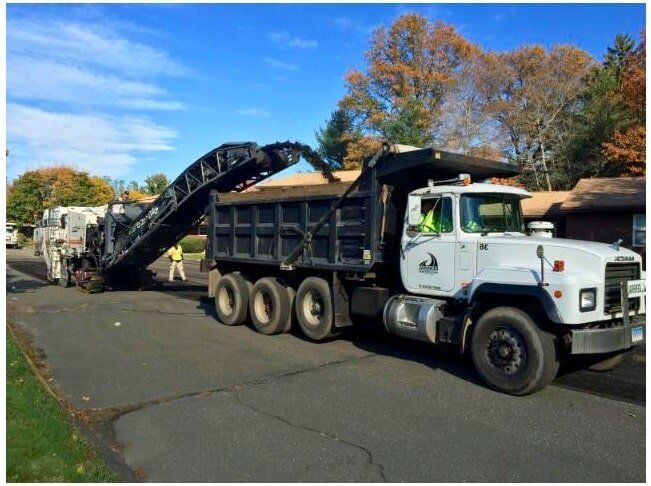 Asphalt Patching — Truck Filled With Asphalt in Rocky Hill, CT