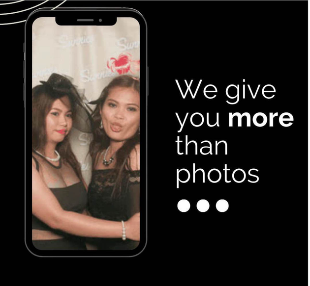 A phone with two women on it and the words we give you more than photos