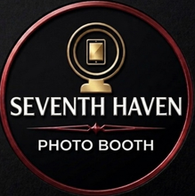 The logo for seventh haven is a red triangle with a celtic knot in the middle.