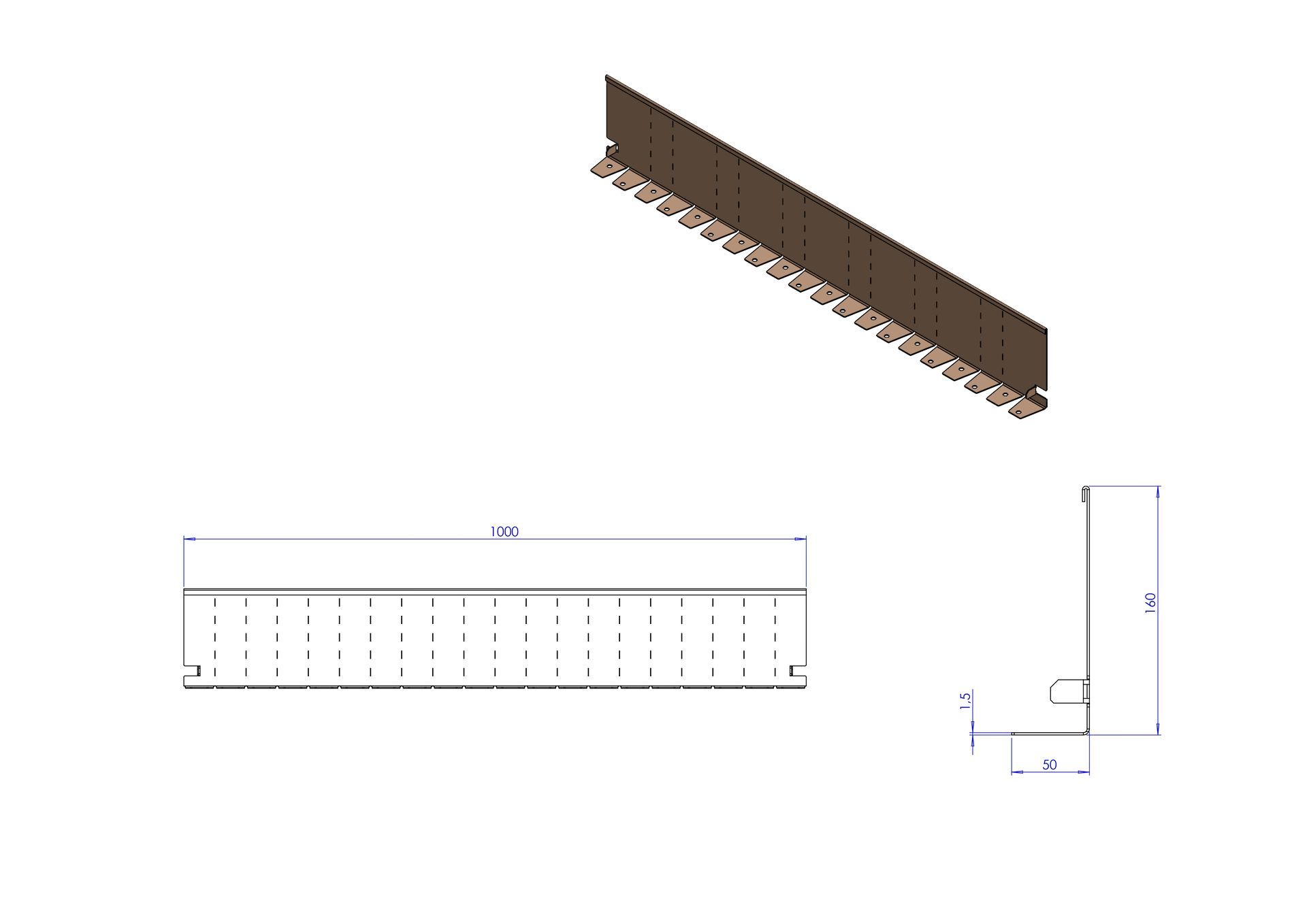 Kantopsluiting bocht 160x50x1.5-L1000
