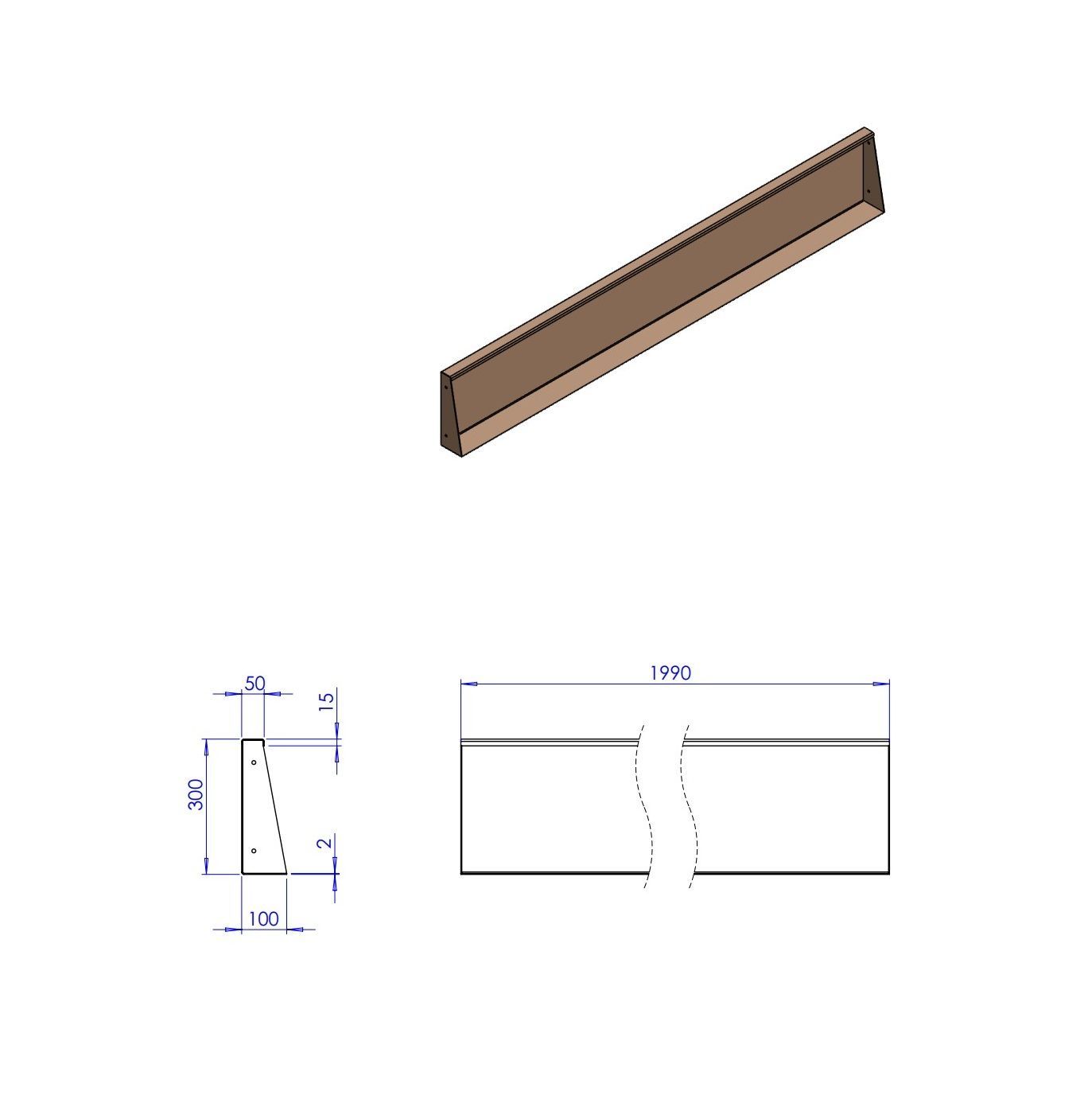 Stützmauer 50x300x100x2