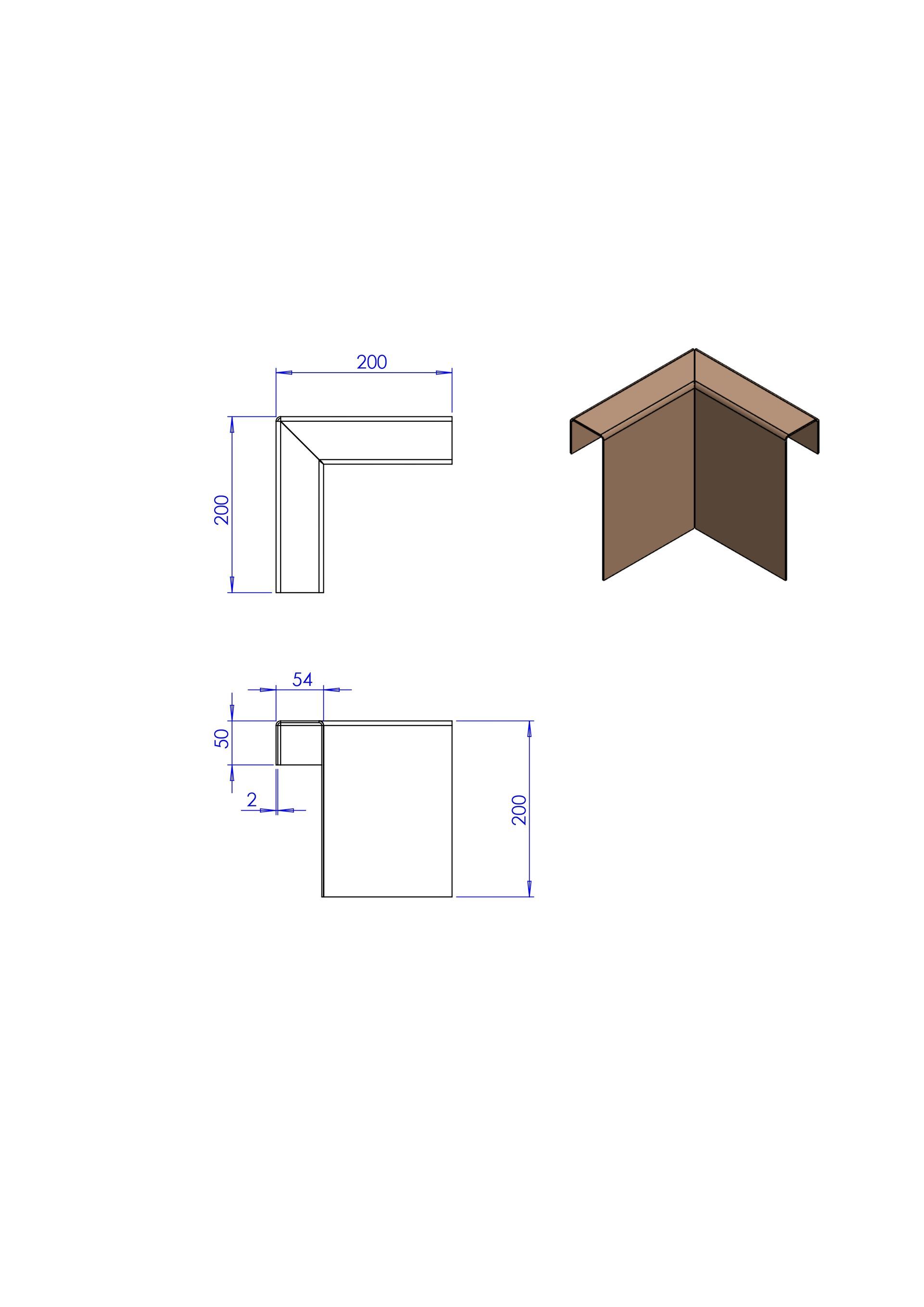 Overzethoekstuk  200x54x50x2-L200
