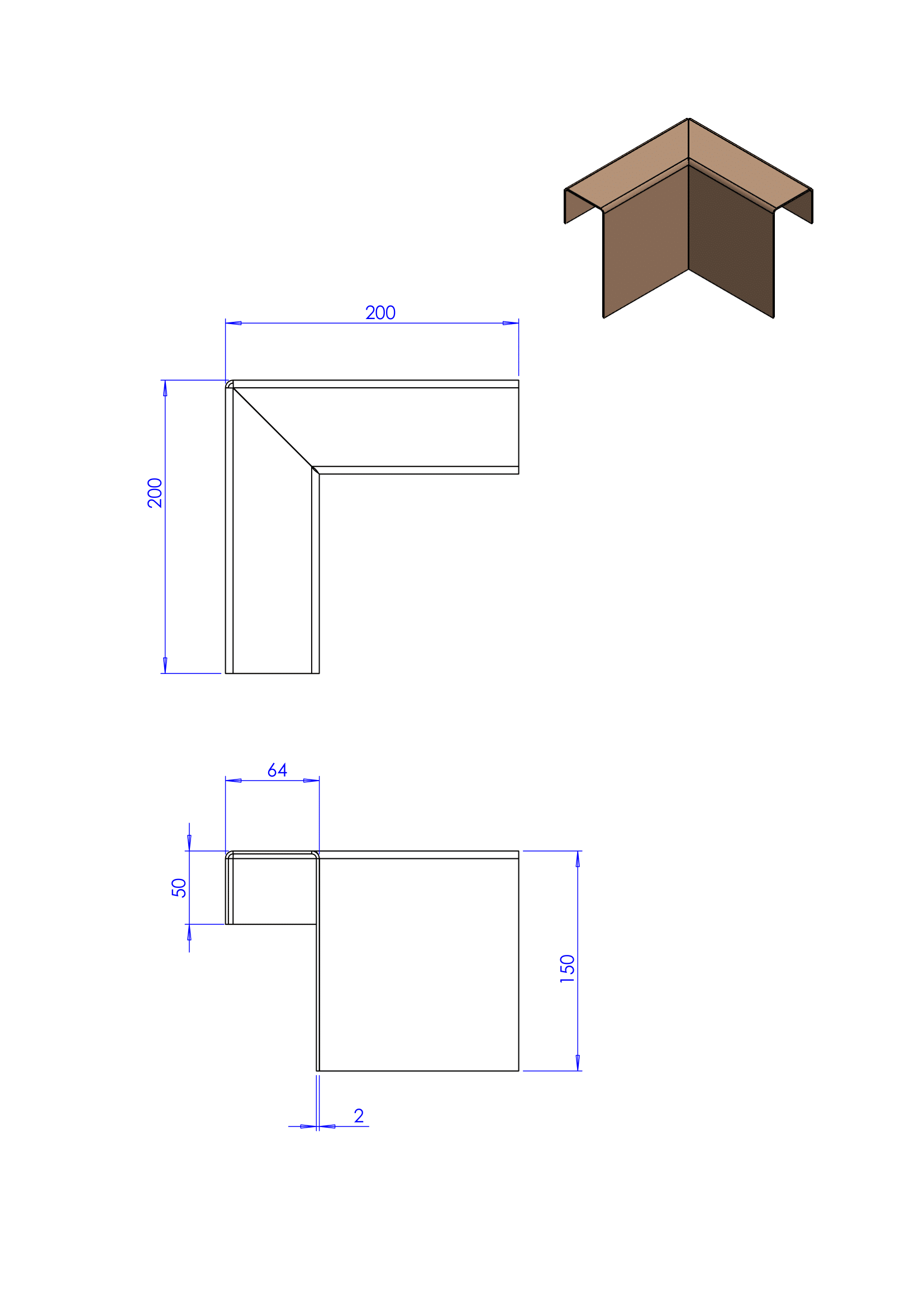 Overzethoekstuk 150x64x50x2-L200