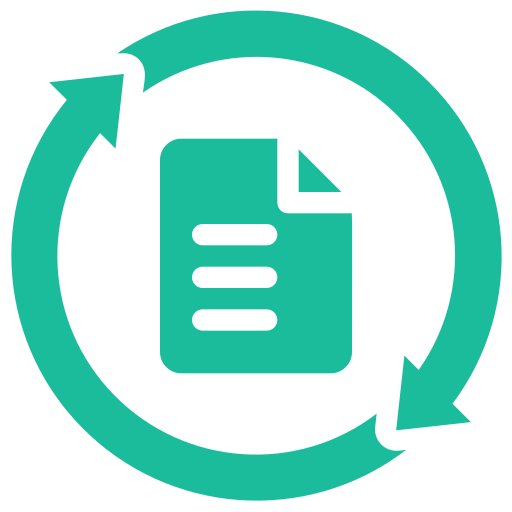 An icon of a document with arrows around it.