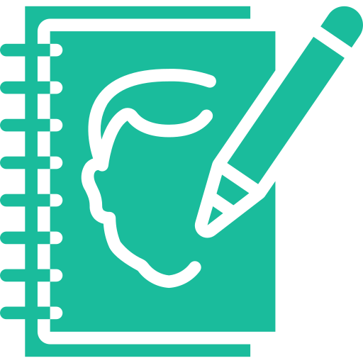 A pencil is drawing a hand on a notebook.