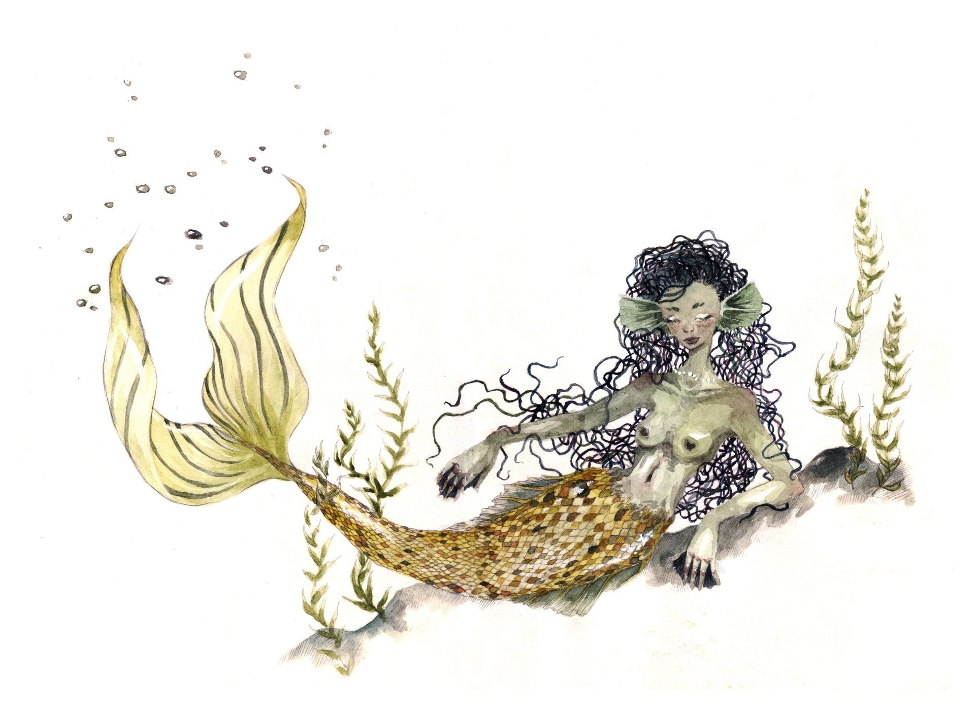 Mariella Fahr Illustration Meerjungfrau Schlangenhaare Frau