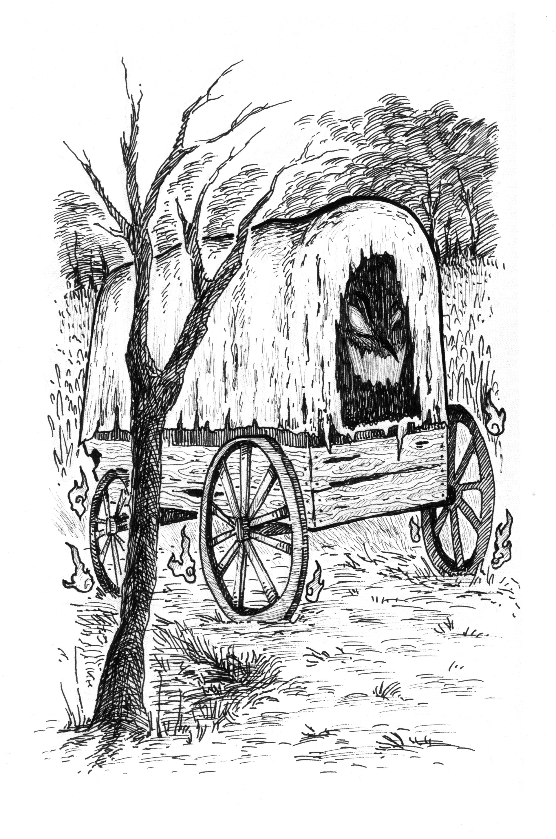 Dämonenwagen • demon cart Mariella Fahr Illustration Japan Geister Geschichten