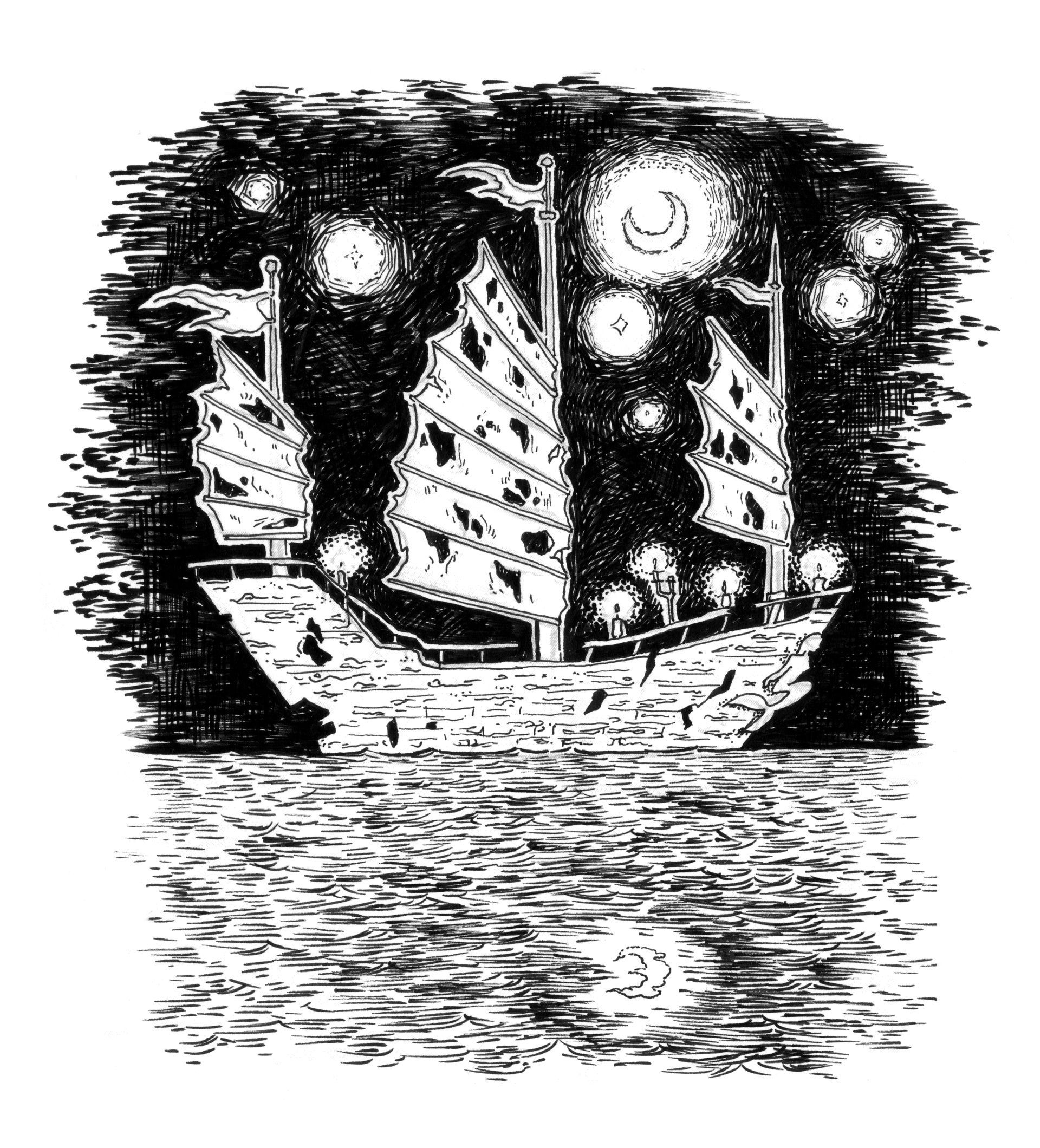 Geisterschiff • ghost ship Mariella Fahr Illustration Japan Geister Geschichten