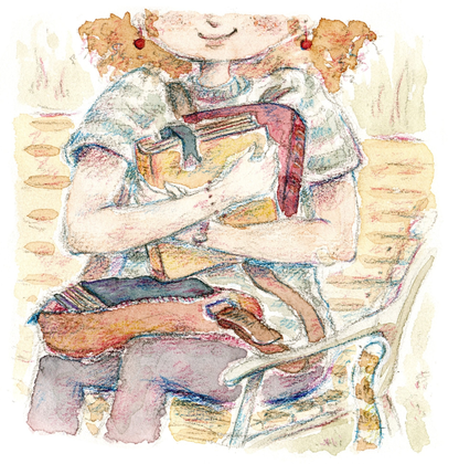Mariella Fahr Illustration Aquarell Bundstift Mädchen und Buch