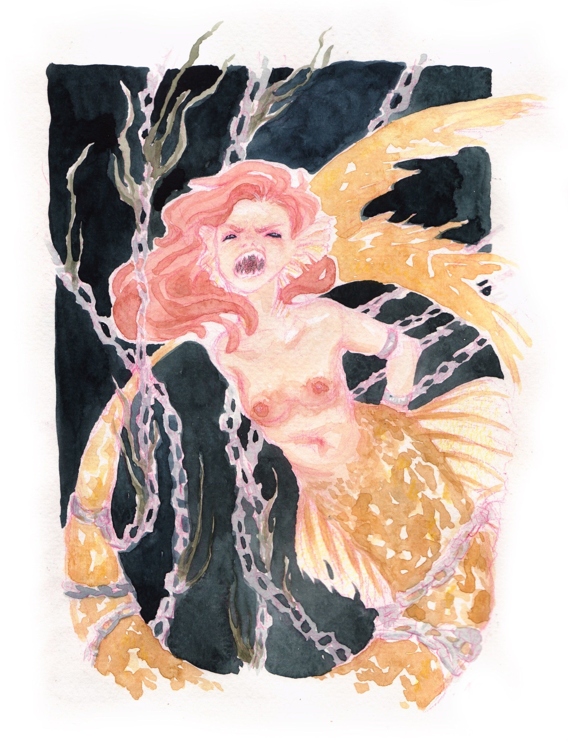 Mariella Fahr Illustration Meerjungfrau Kette chain