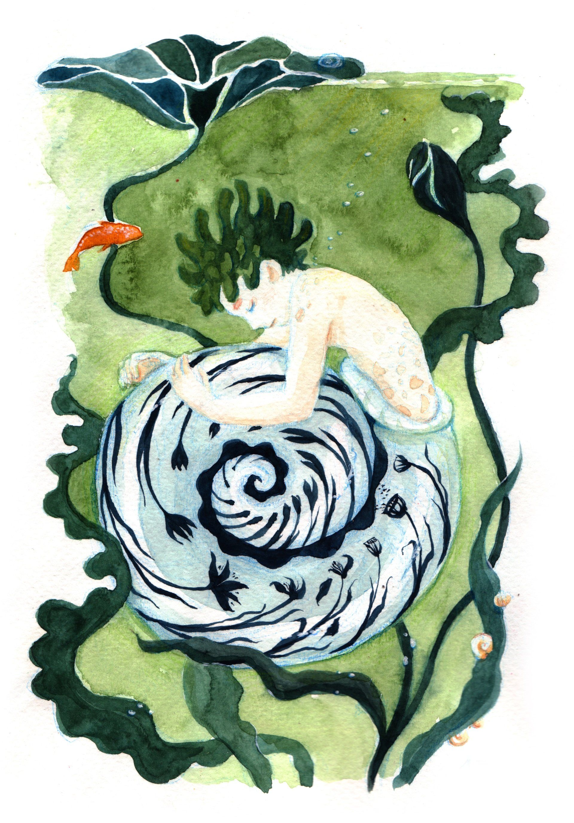 Mariella Fahr Illustration Meerjungfrau Porzellan porcelain