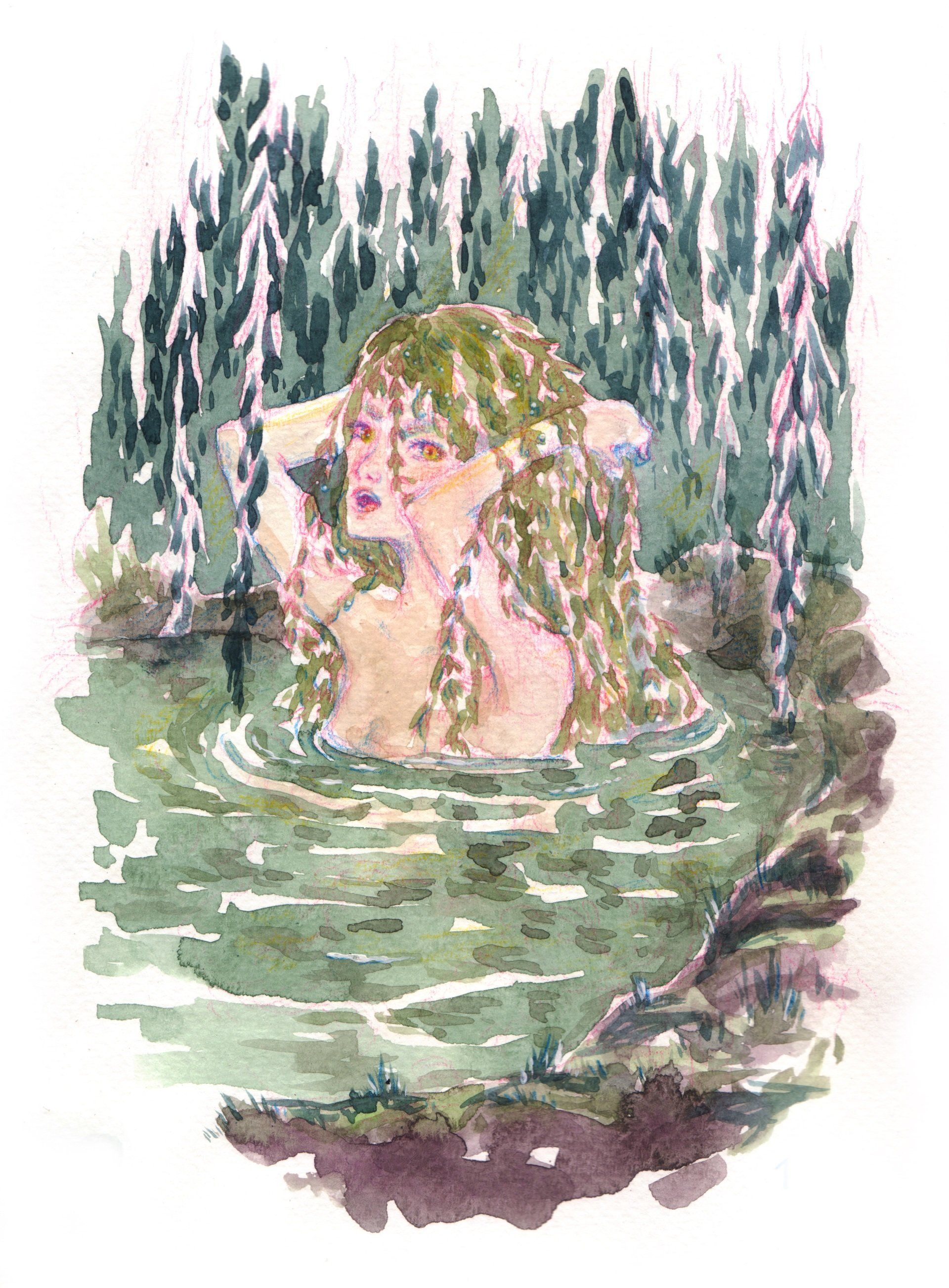 Mariella Fahr Illustration Meerjungfrau Wald forest