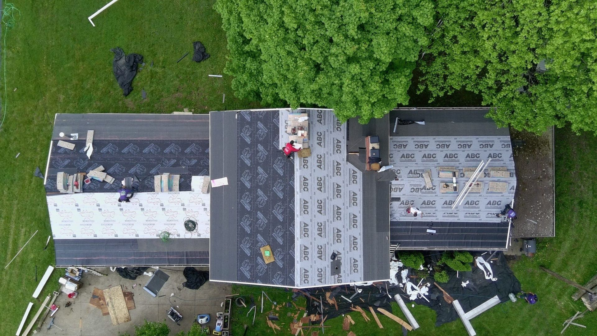 Our team replacing a roof on a home in Twinsburg