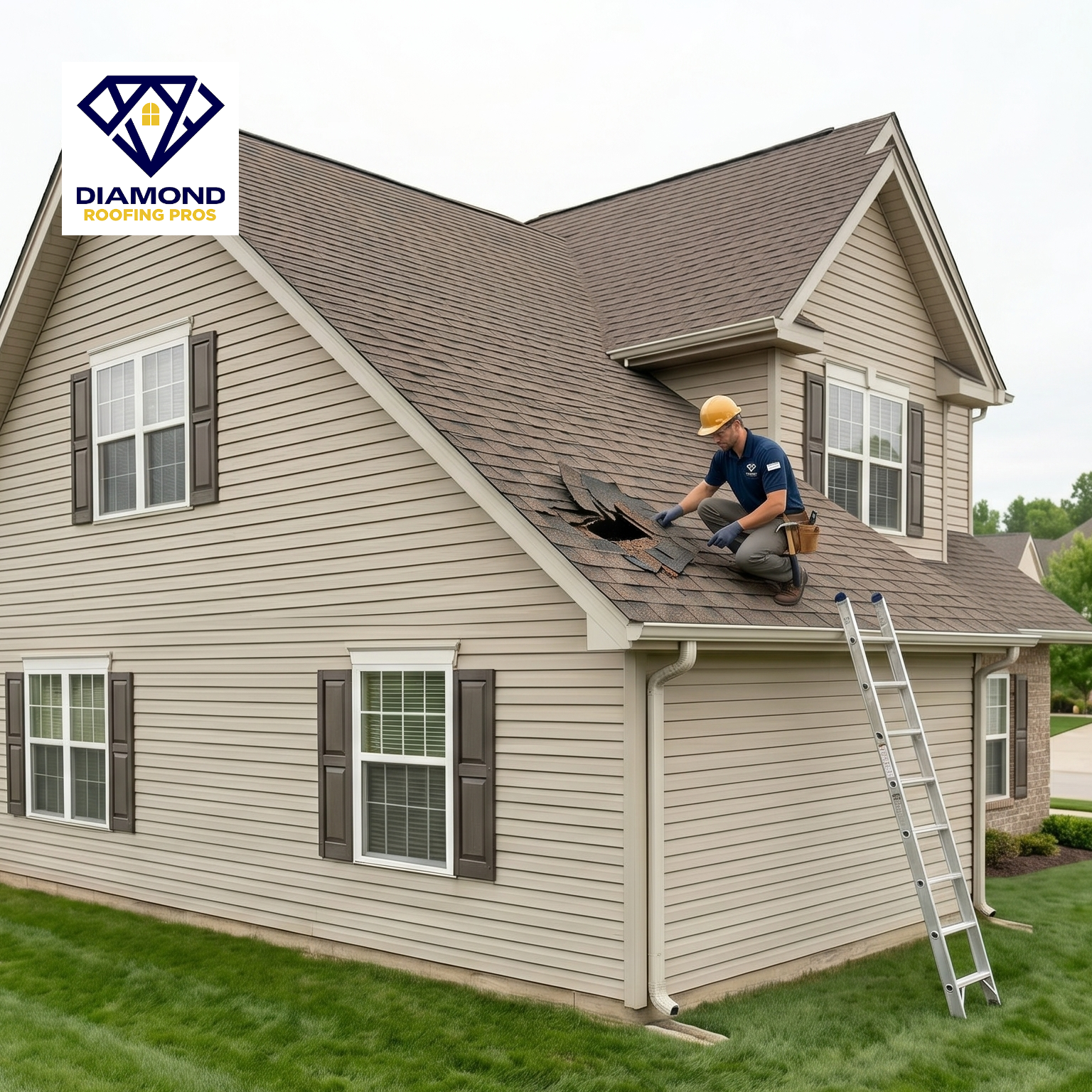 Roof inspection after storm damage on a Chagrin Falls Ohio home