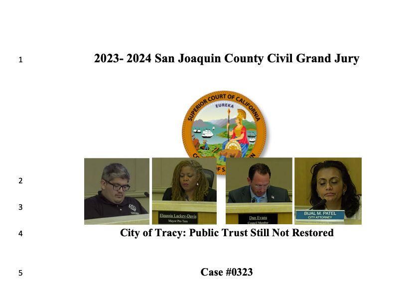 The ten page Civil Grand Jury report calls out the city's disfunction and discord in Tracy. 