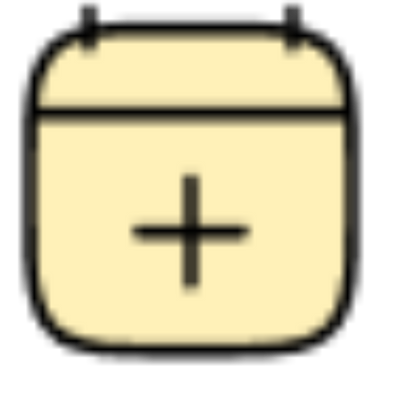 A calendar icon with a plus sign on it.