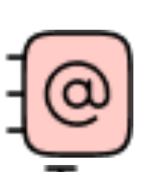 A pink square with an at sign inside of it.