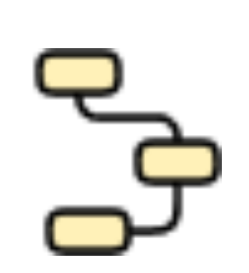 A cartoon drawing of a flow chart with three blocks connected to each other.