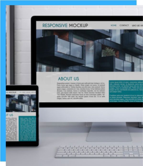 A responsive mockup is displayed on a computer screen