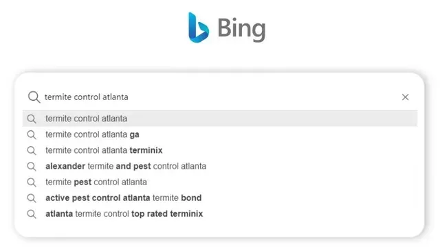 A bing search for termite control atlanta