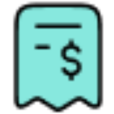 A blue receipt with a dollar sign on it.