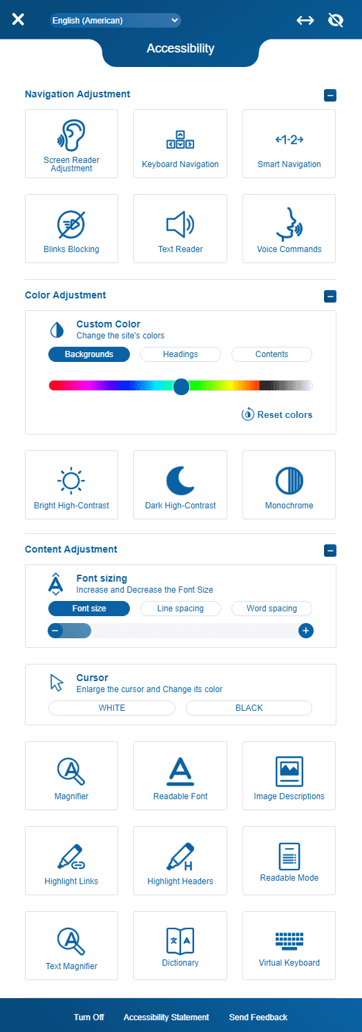 A screenshot of a website with a lot of icons on it.