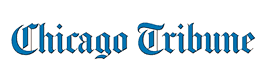 لوگوی تریبون شیکاگو آبی و سفید در زمینه سفید است.