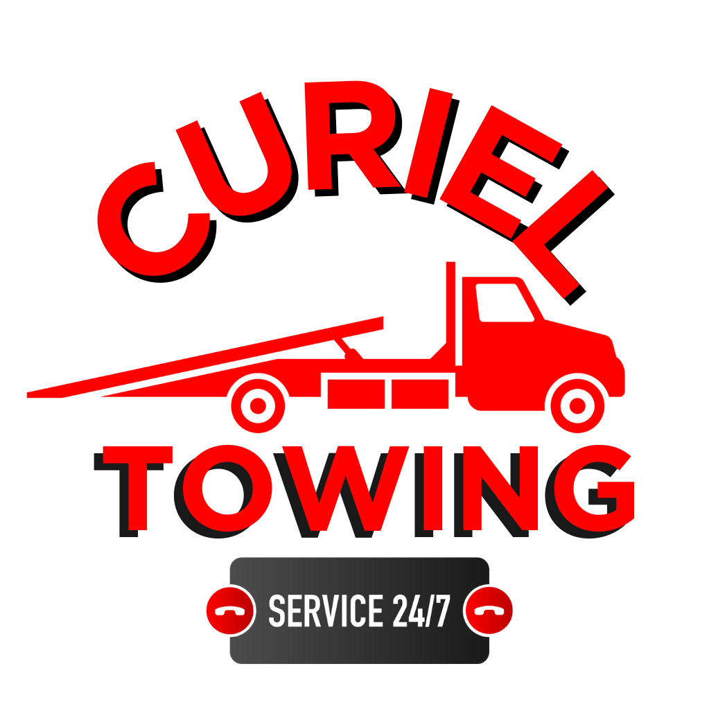 A logo for curiel towing service 24/7