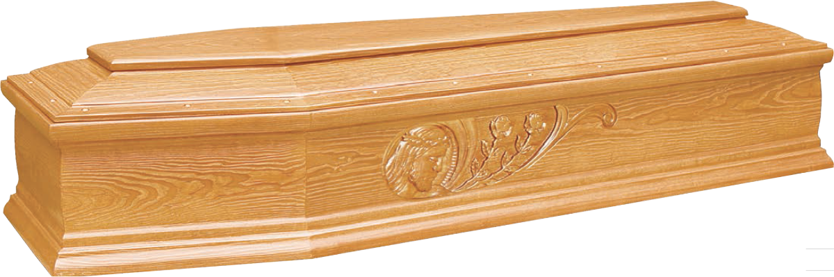 Una bara di legno è appoggiata su una superficie bianca.