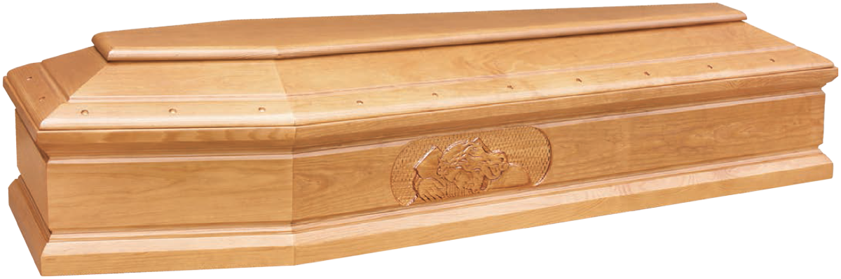 Una bara di legno è appoggiata su una superficie bianca.