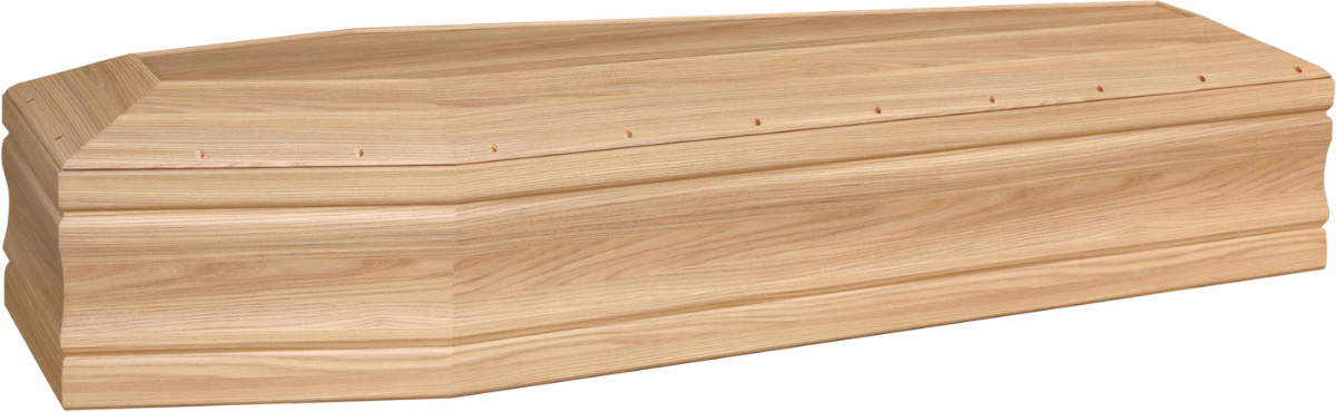 Una bara di legno su superficie bianca