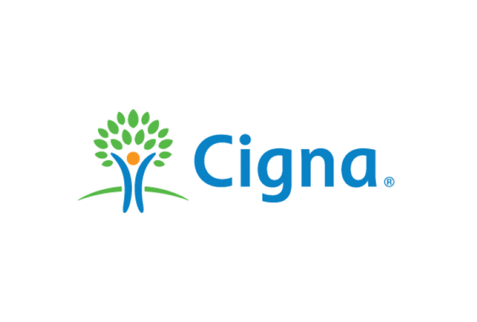 The cigna logo has a tree and a person in it.