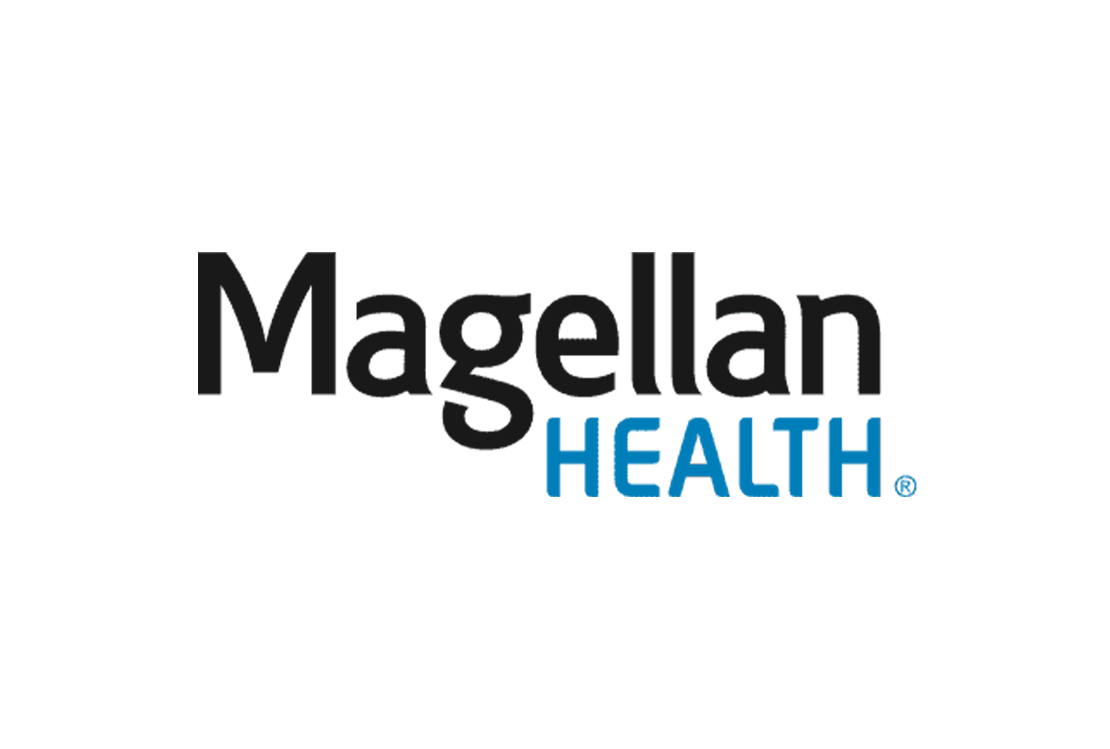 The magellan health logo is black and blue on a white background.