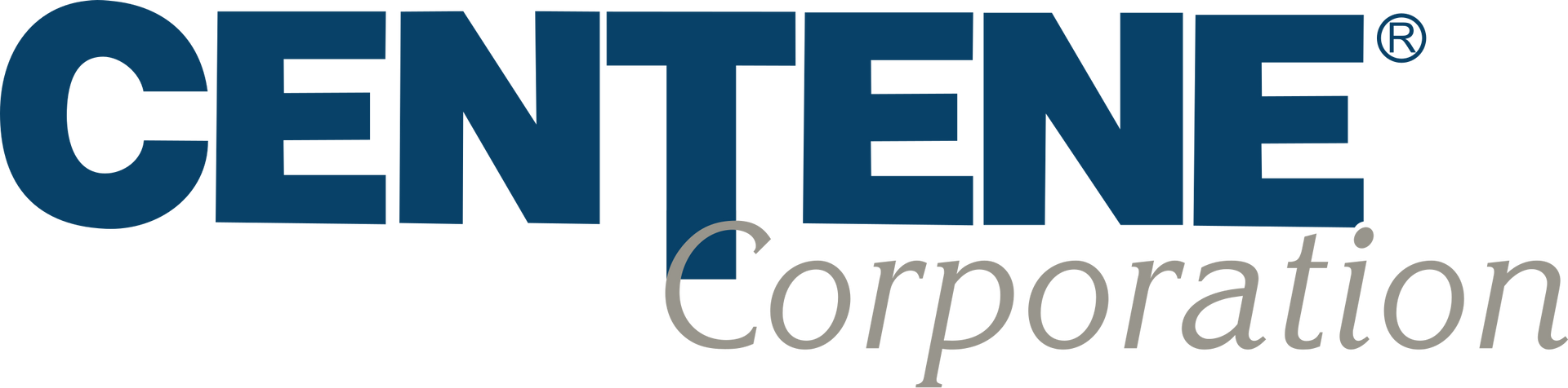 A blue and white logo for centene corporation
