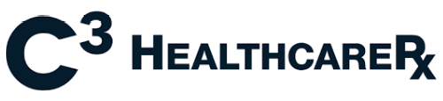 A logo for c3 healthcare rx is shown on a white background.