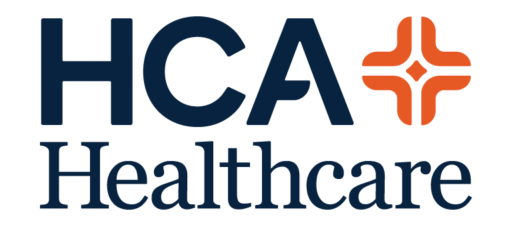A blue and orange logo for hca healthcare