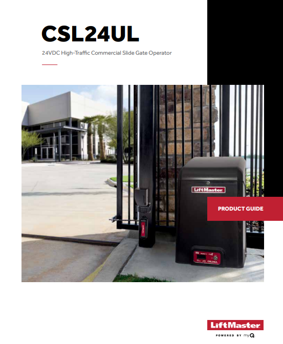 A liftmaster product guide for a sliding gate