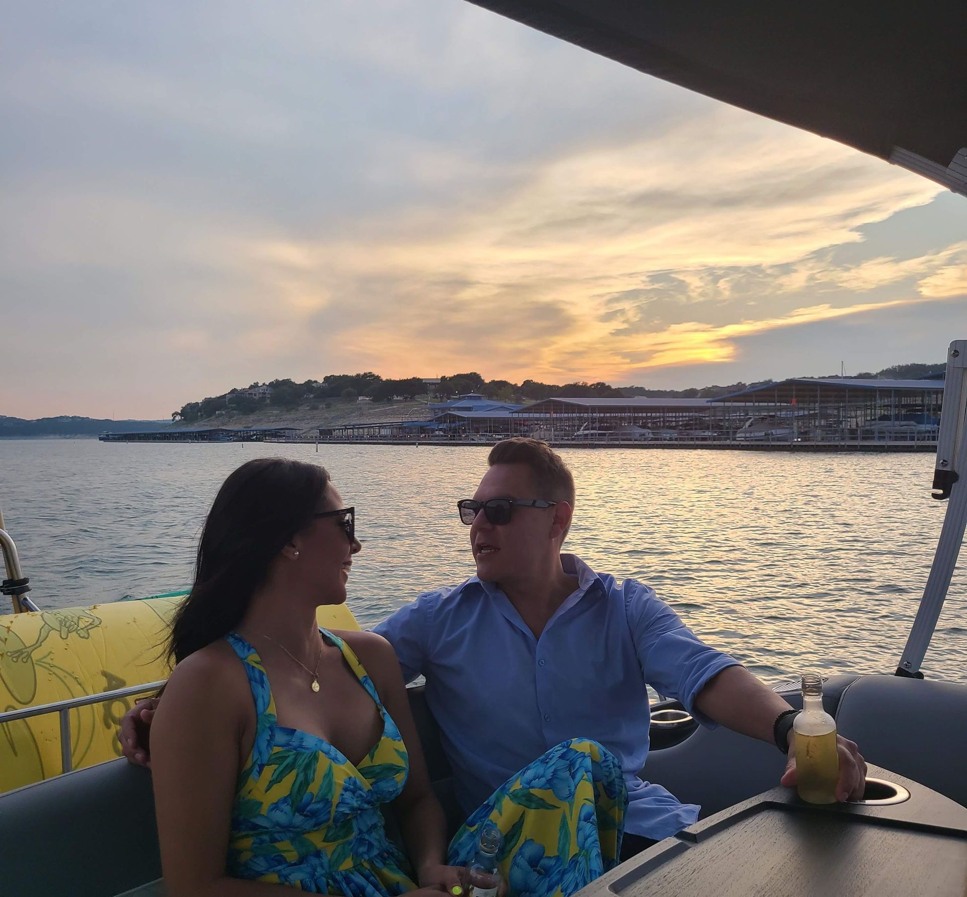 A couple enjoying our sunset cruise