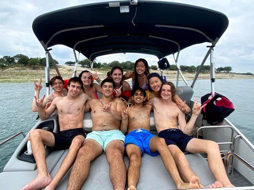 Prestige Lakewide Boat Rentals pontoon boat hosting a fun group on Lake Travis in Austin, TX