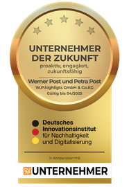 Ein goldenes Abzeichen für den Preis zum Unternehmer der Zukunft