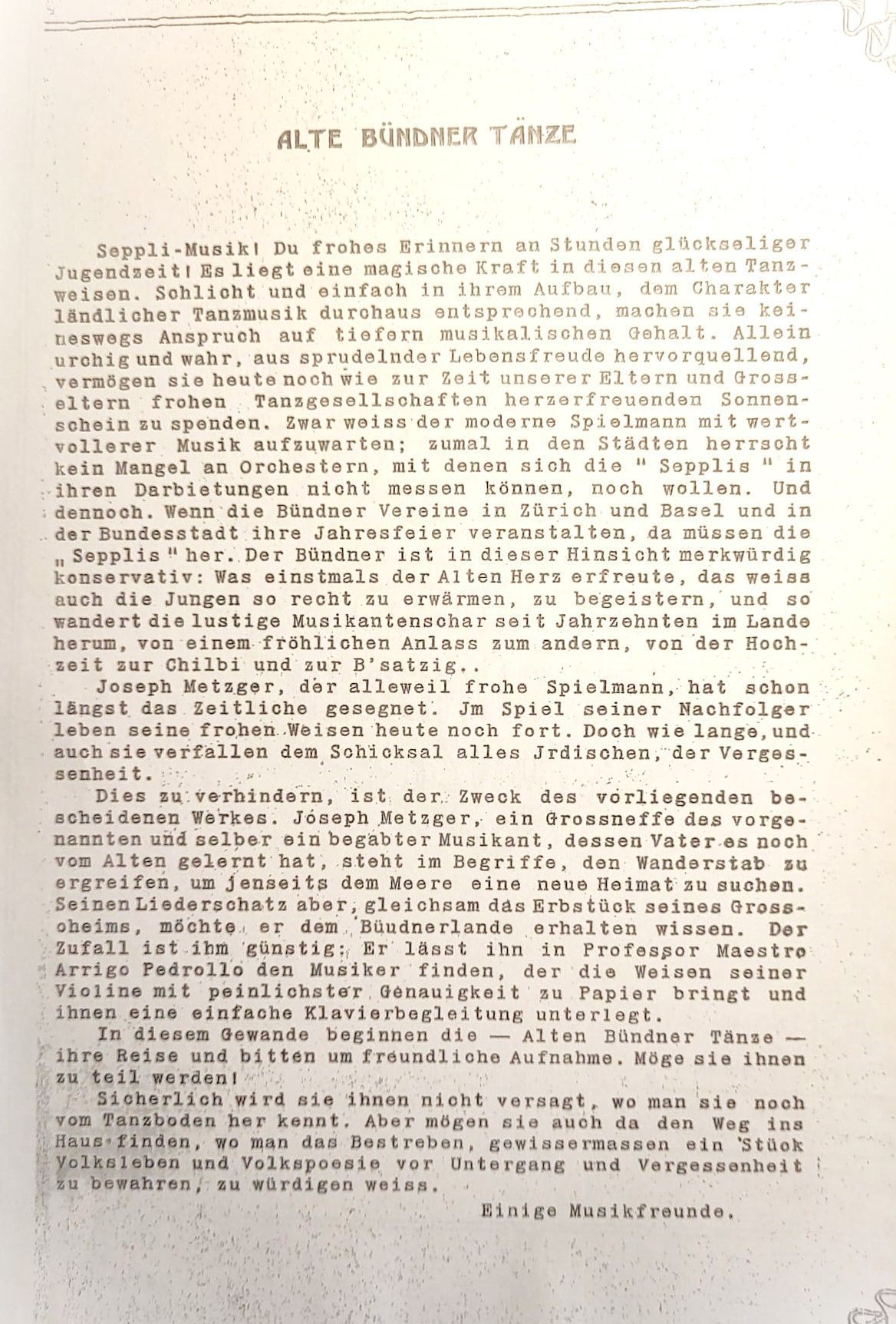 Klappentext aus dem Notenheft