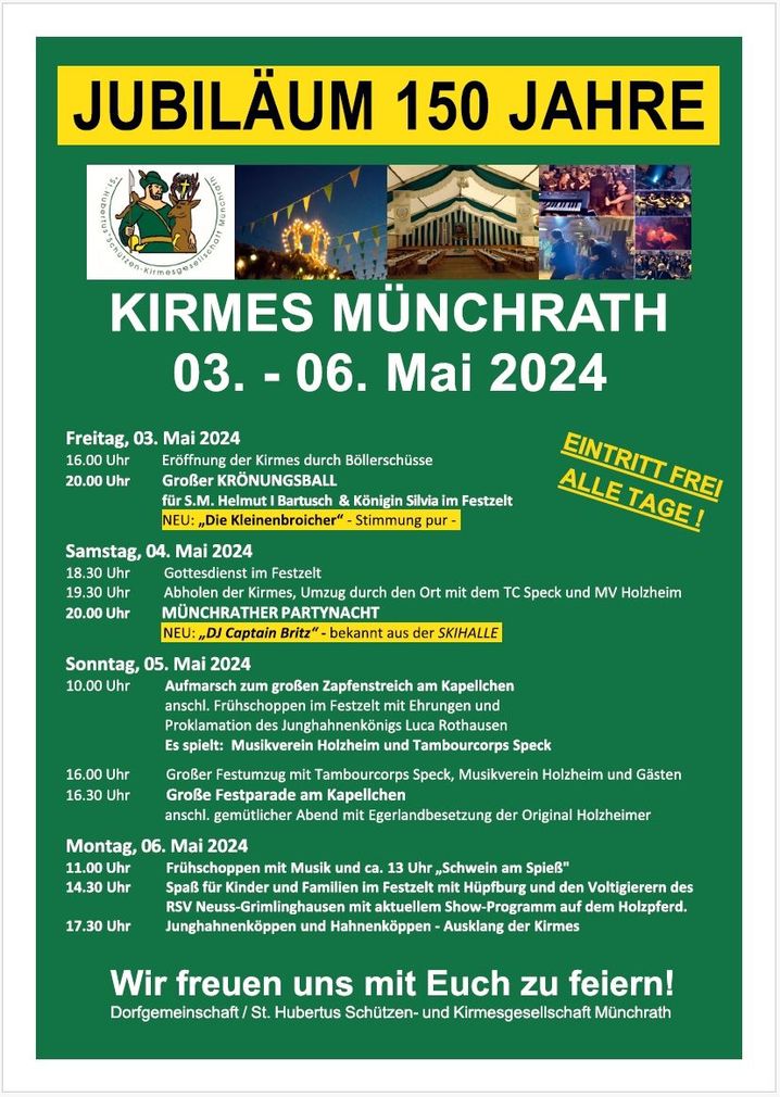 03.-06. MAI 2024 - 150 Jahre KIRMES in Münchrath