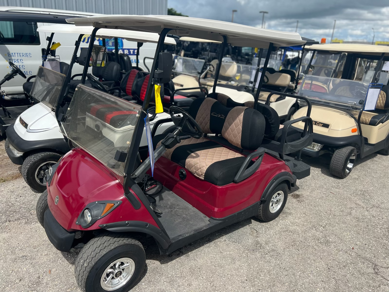 2008 Yamaha YRDREF Burgundy 4-passenger electric golf cart | Hole In One Golf Carts, Cape Coral, FL